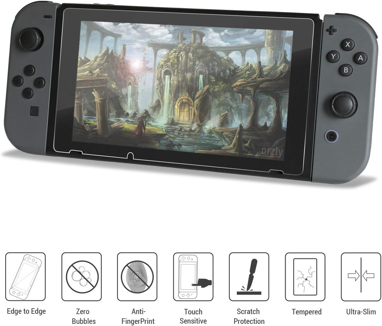 Glass Screen Protectors Compatible with Nintendo Switch - Premium Tempered Glass Screen Protector Twin Pack [2X Screen Guards - 0.24Mm] for 6.2 Inch Tablet Screen on Nintendo Switch Console