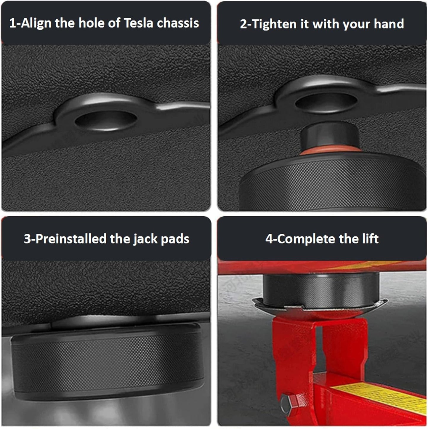 Odor-Free Jack Pads Compatible with Tesla Model S/3/X/Y Lift Pucks Tesla Accessories Battery & Chassis Protector Rubber Adapter Tool with Portable Storage Box & Gloves, for Tesla with 25 MM Socket
