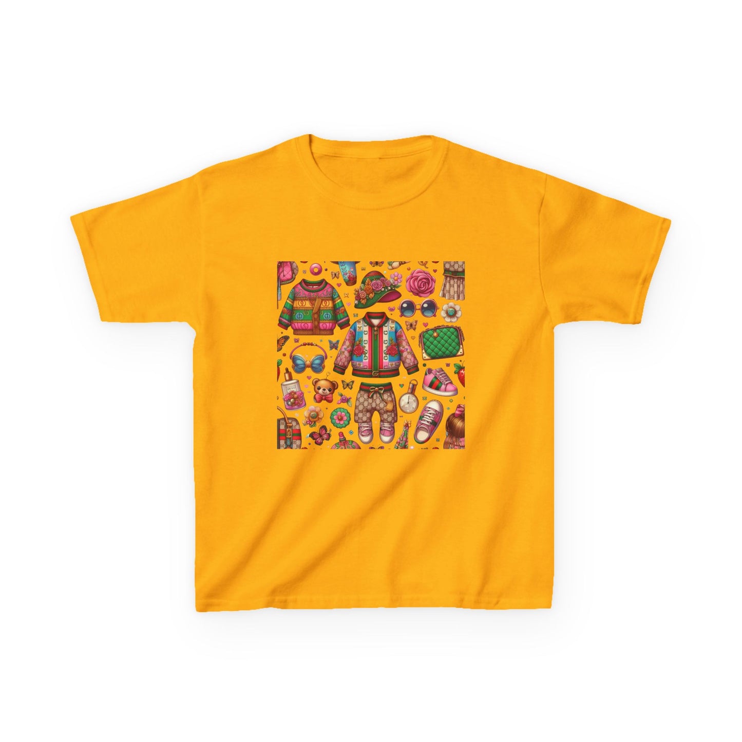 Whimsical Gucci-Inspired Kids' Tee with Fun Patterns for Playful Days