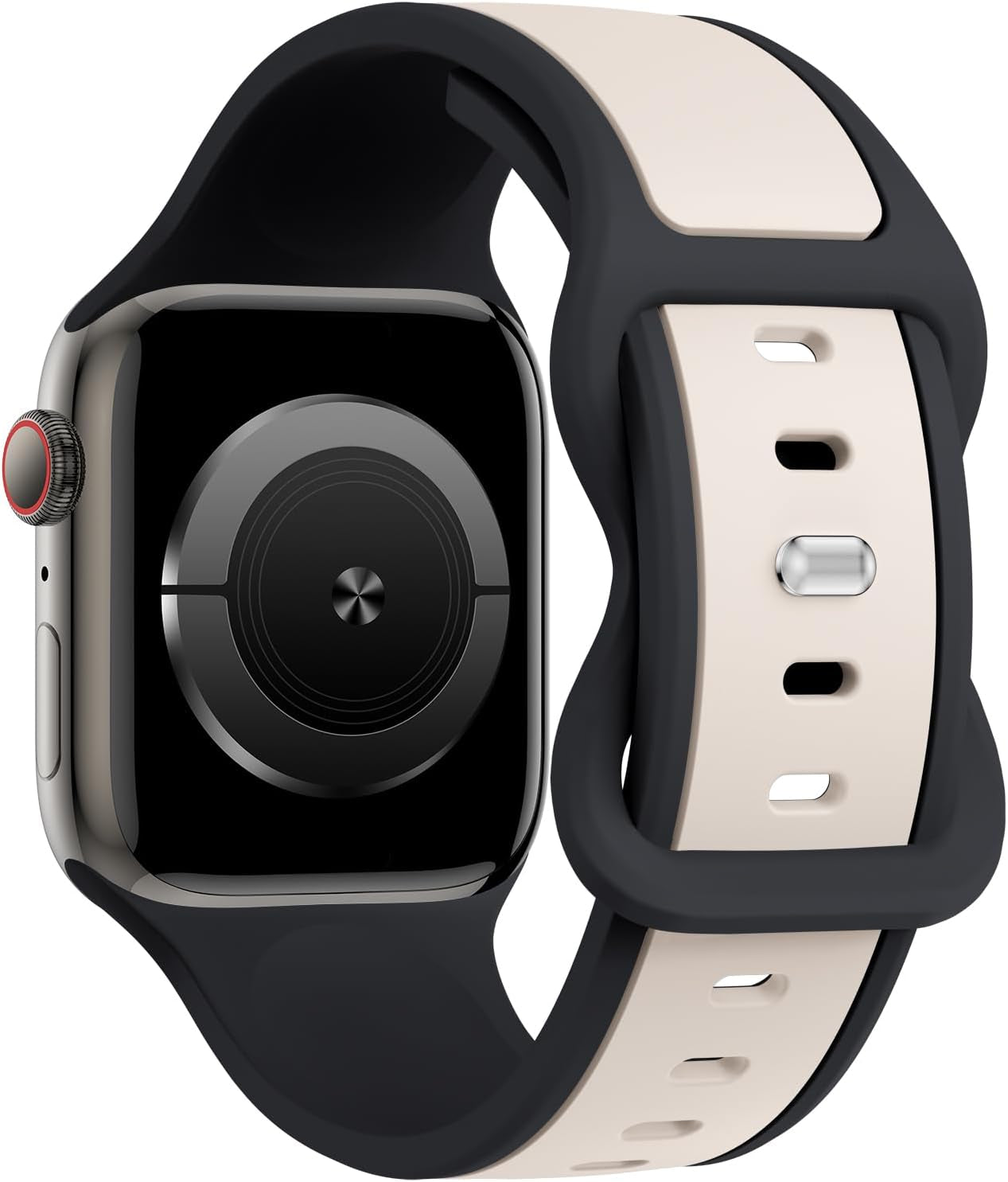 Two-Toned Dual Color Bands Compatible with Apple Watch 38Mm 40Mm 41Mm 42Mm 44Mm 45Mm 49Mm, Replacement Soft Silicone Sport Strap for Iwatch Series 9/8/7/6/5/4/3/2/1 Ultra/Ultra 2 SE Women Men