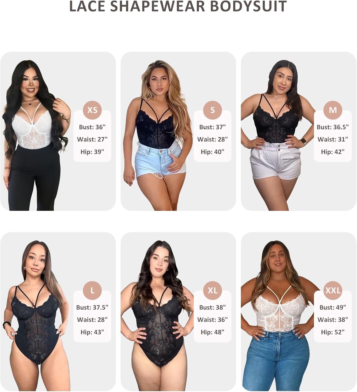Lace Shapewear Bodysuits for Women V Neck Sleeveless Tops Tummy Control Body Suits Thong Body Shaper