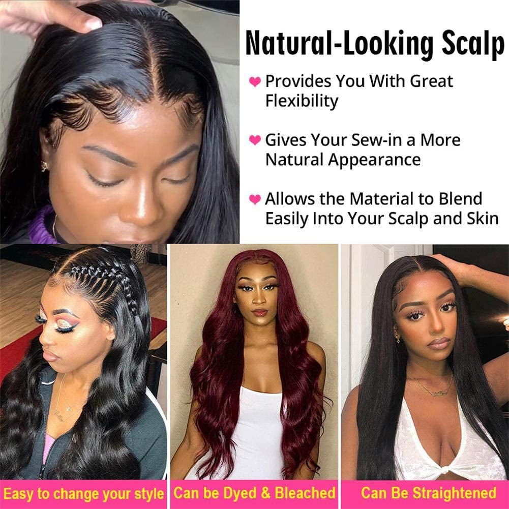 Body Wave Lace Frontal Closure 13X4 Ear to Ear Lace Frontal Free Part Body Wave Pre Plucked Frontal 12A Grade Human Hair 13X4 Full Lace Frontal Closure with Baby Hair Natural Black Color(12Inch)