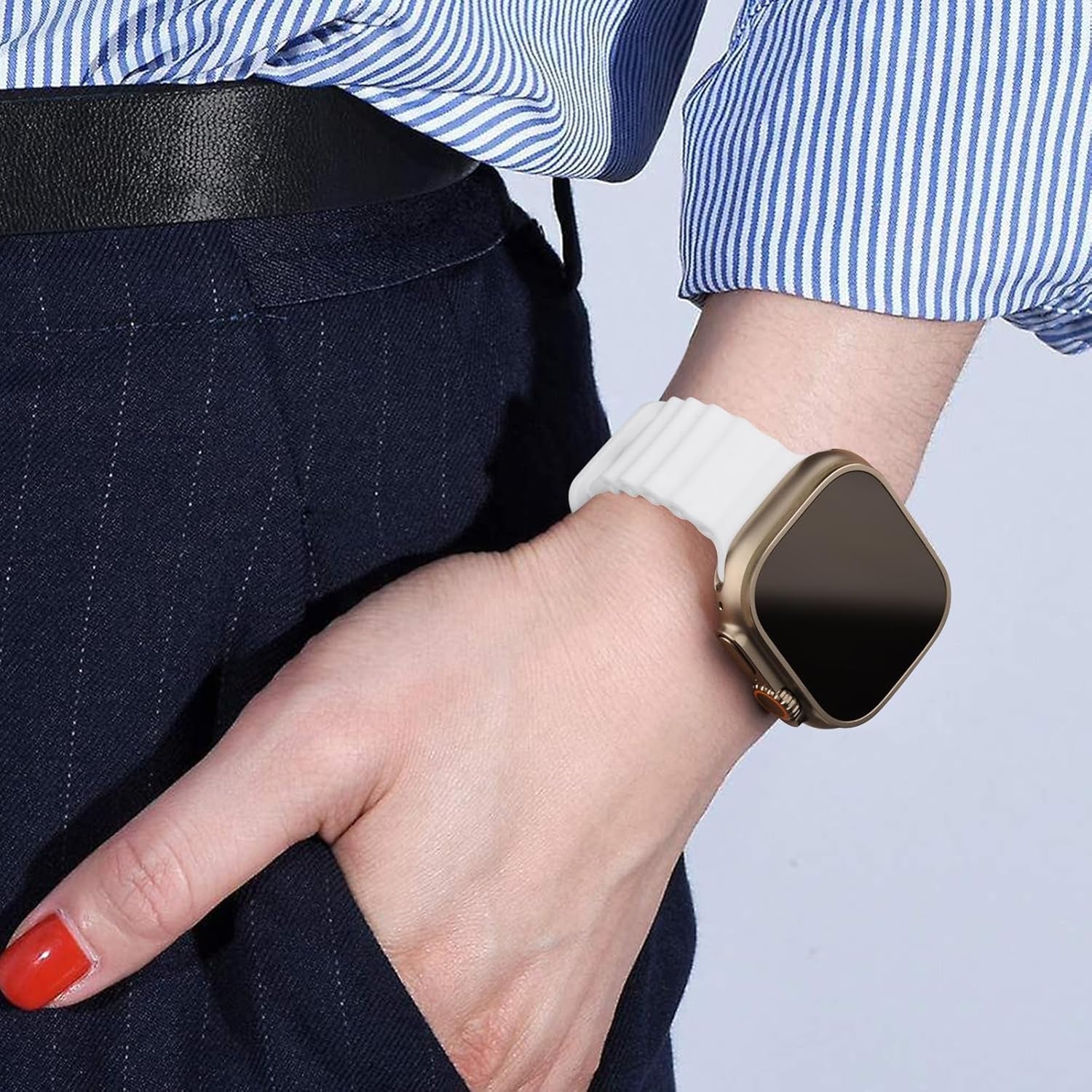 Silicone Ocean Bands Compatible with Apple Watch Band Ultra 49Mm 45Mm 44Mm 41Mm 38Mm 40Mm 42Mm for Women Men, Soft Breathable Sport Ocean Loop Wristband Replacement Strap Compatible for Apple Watch Ultra 2/Ultra Iwatch SE2/SE Series 9 8 7 6 5 4 3 2 1