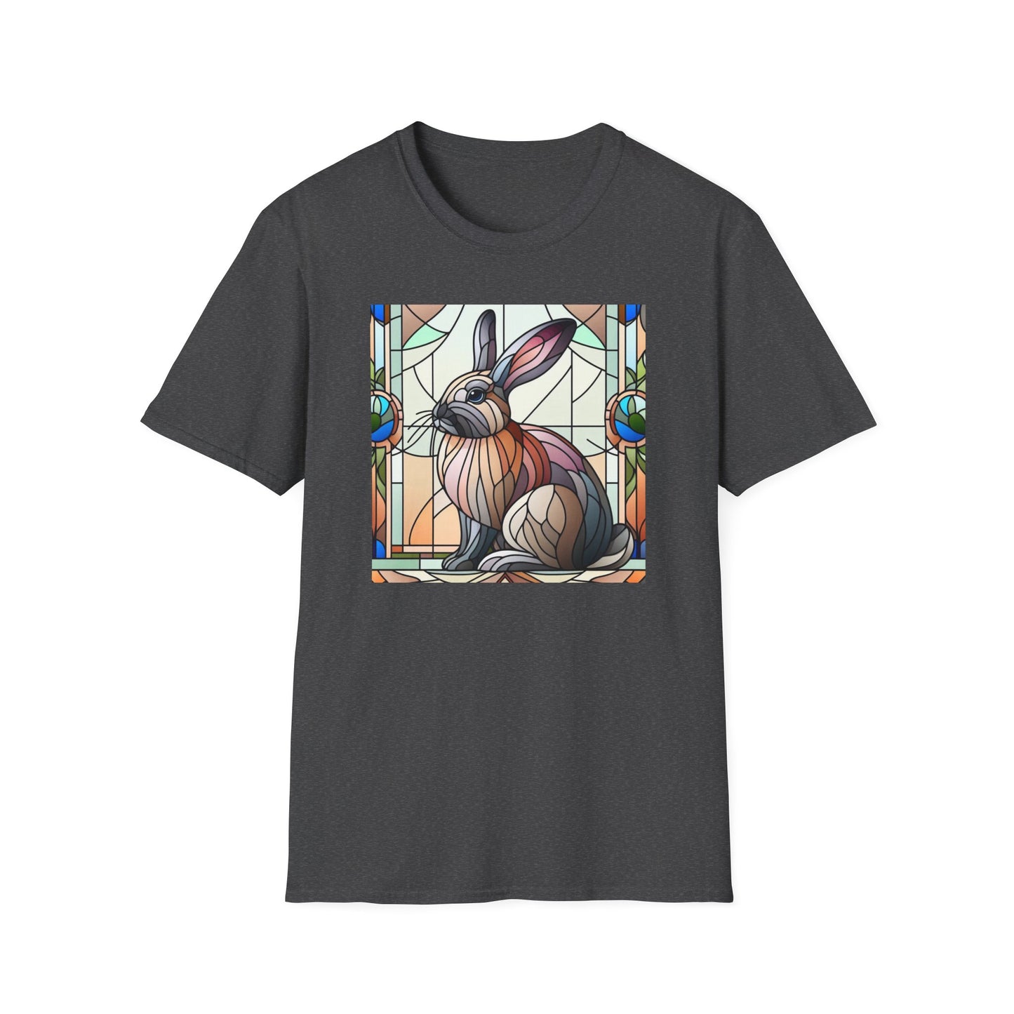 Flemish Giant Rabbit Animal Stained Glass Design Unisex Softstyle T-Shirt