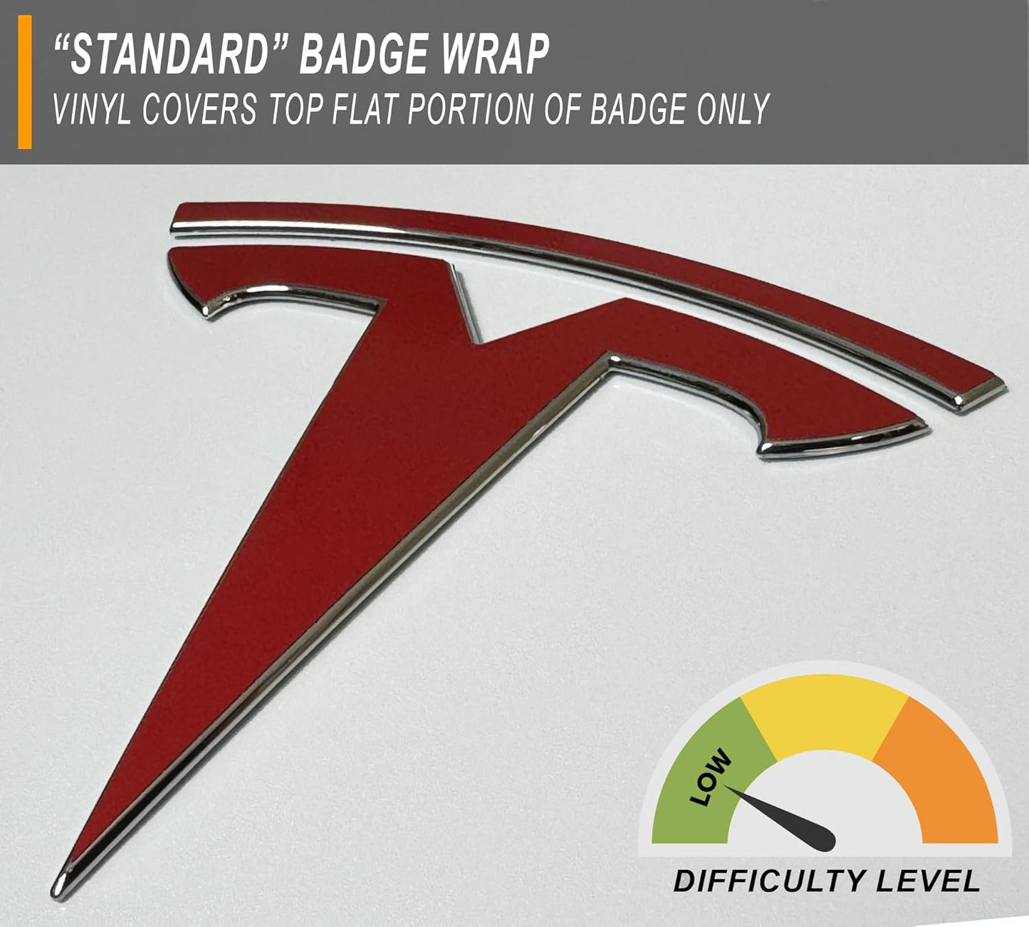 Vinyl Logo Wrap for Tesla Model 3 (2024 to Current), Standard Wrap, 2 Pc-Set (Gloss Red)