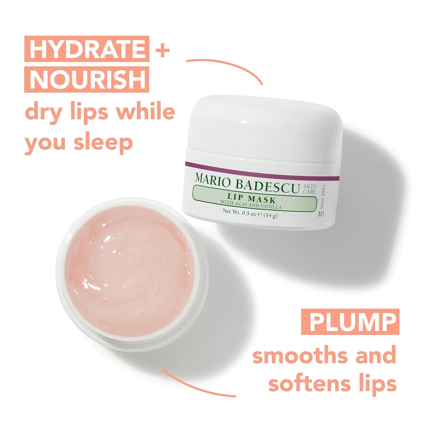 Lip Mask, Overnight Lip Treatment Enriched with Skin Softening Coconut Oil and Hydrating Shea Butter