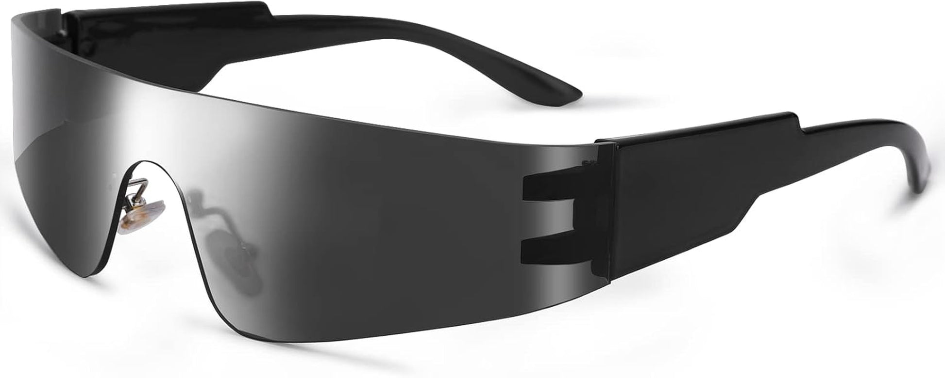 Wrap around Sunglasses for Women Men Trendy Rimless Futuristic Shades Y2K Shield Flat Top Fashion Eyeglasses