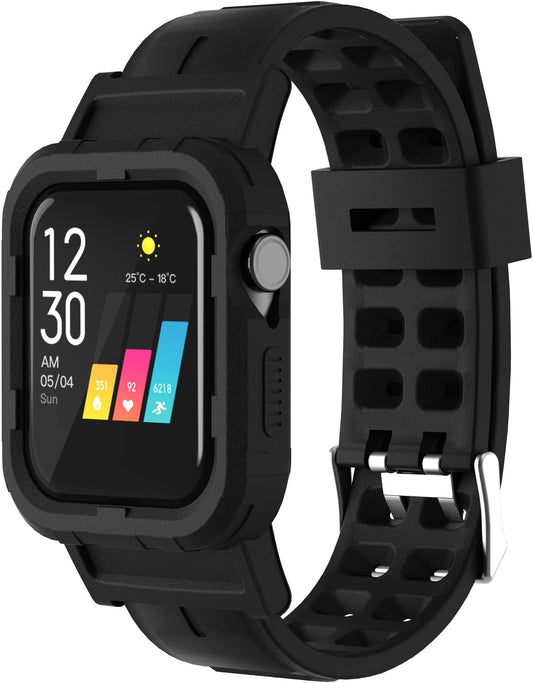 Rugged Bumper Bands Compatible with Apple Watch Band 45Mm 44Mm 42Mm 41Mm 40Mm 38Mm, for Women/Men Waterproof Soft Silicone Replacement ​Strap Accessories for Iwatch Series 8/7/6/5/4/3/2/1/SE