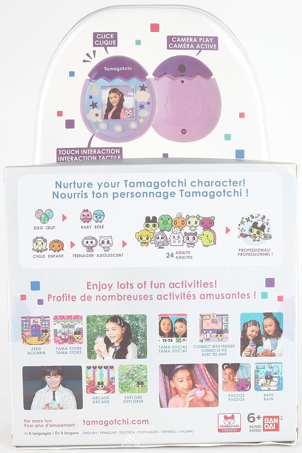 Bandai PIX - Sky Purple - 42910 Virtual Electronic Pet with Color Screen, Touch Buttons Games and Camera BanUK