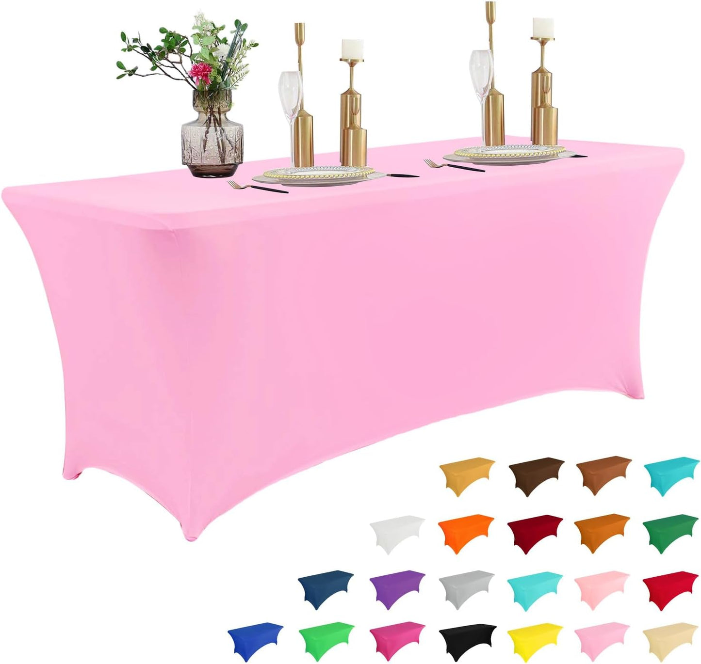 2 Pack 6FT Table Cloth for Rectangular Fitted Events Stretch Black Table Covers Washable Table Cover Spandex Tablecloth Table Protector for Party, Wedding, Cocktail, Banquet, Festival