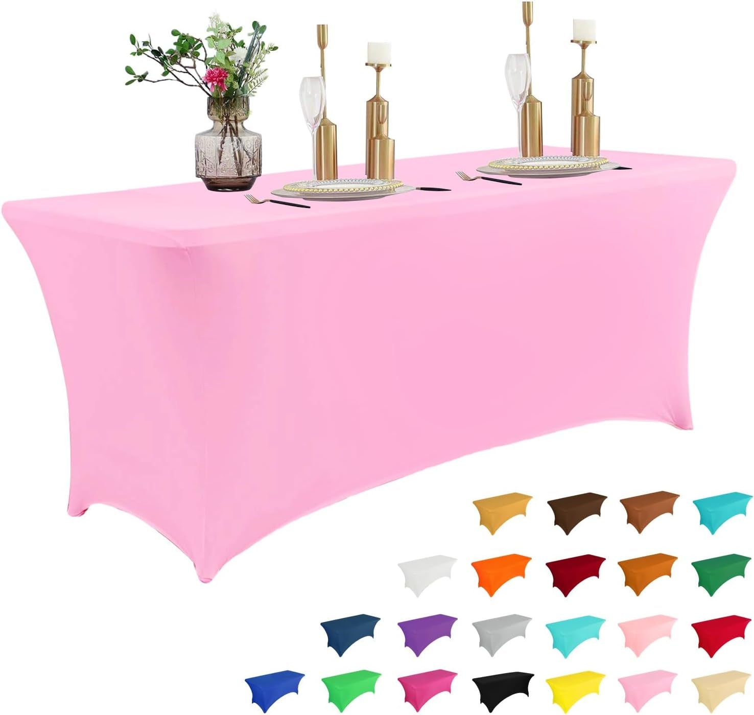 2 Pack 6FT Table Cloth for Rectangular Fitted Events Stretch Black Table Covers Washable Table Cover Spandex Tablecloth Table Protector for Party, Wedding, Cocktail, Banquet, Festival