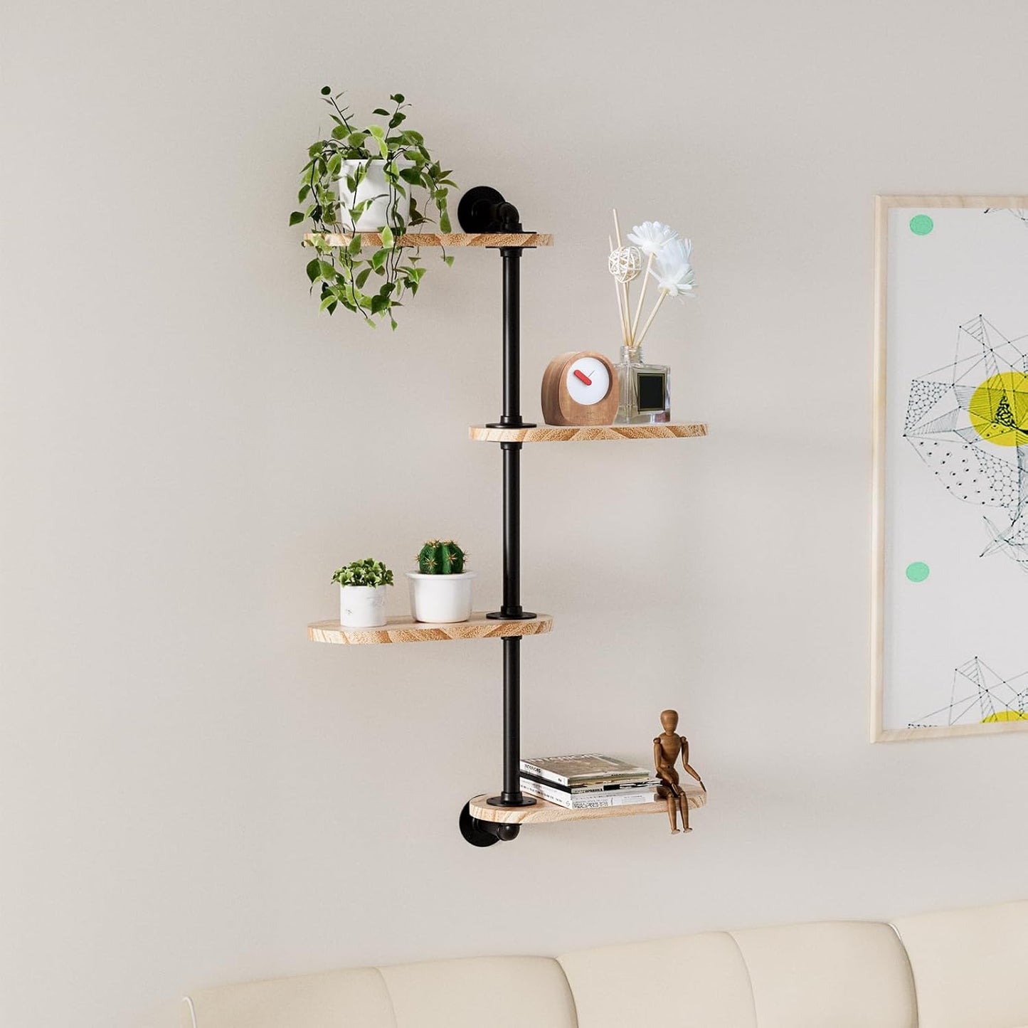 Rotating Window Plant Shelves 4 Tier Plant Display Holder Wall Mounted Plant Holder Window Sill Shelf for Plants Indoor Simple and Functional Swivel Plant Shelf to Decorate Your Space