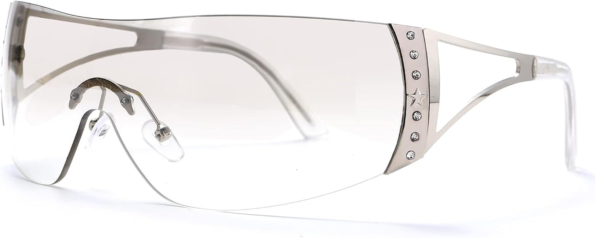 Wrap around Y2K Sunglasses for Women Men Shield Flat Top Sunglasses Futuristic Frameless Gradient Lens Sun Glasses