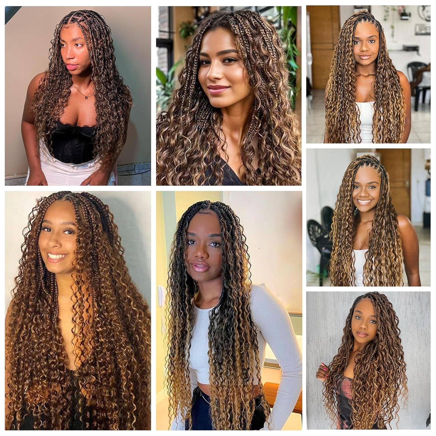 Langer 4/27 Highlight Human Braiding Hair Deep Wave Bulk Human Hair for Braiding No Weft 150G 3 Bundles/Pack Ombre 16A Brazilian Curly Human Hair Extensions for Braids Boho Braiding Hair 18 Inch