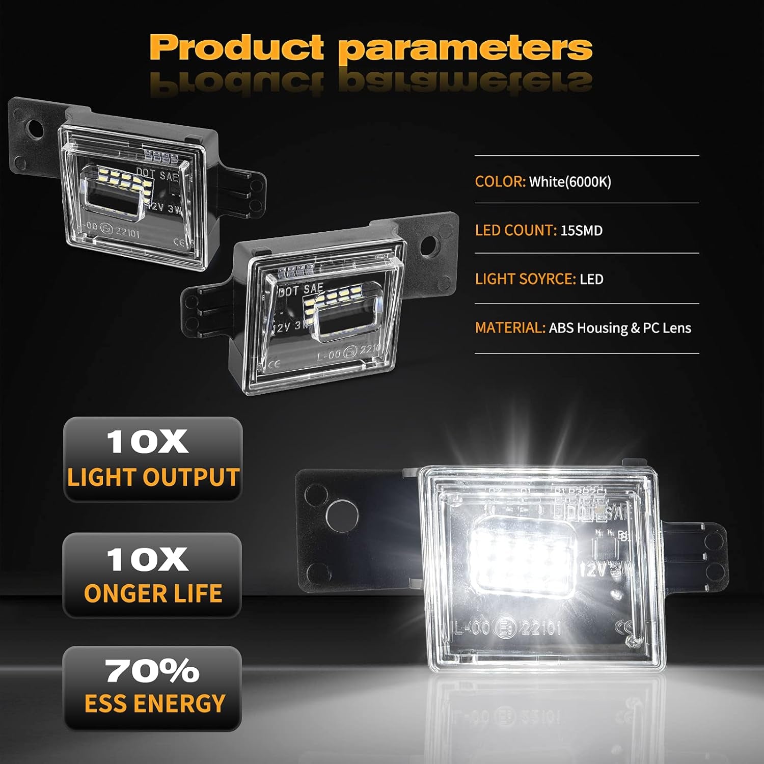 LED License Plate Light Compatible with 2014 2015 2016 2017 2018 2019 2020 2021 2022 Chevy Silverado GMC Sierra 1500 2500HD 3500HD 2015-2021 Colorado Canyon Pickup Truck 6000K, White