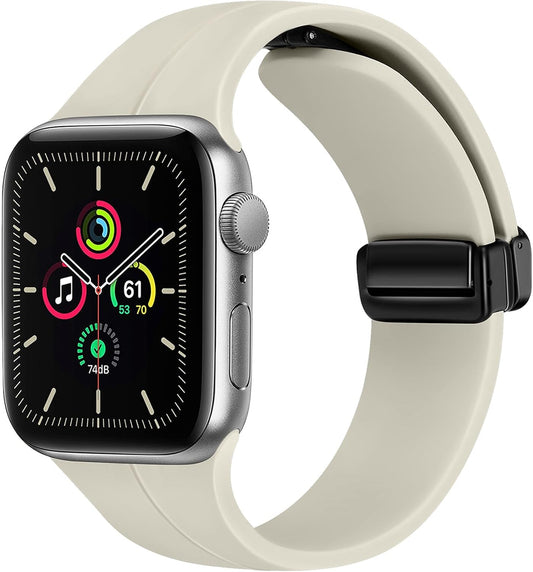 Silicone Watch Band Compatible with Apple Watch Band 38Mm 40Mm 41Mm 42Mm 44Mm 45Mm 49Mm, Magnetic Folding Buckle Sport Watch Strap for Women Men,Adjustable Watch Wristband for Iwatch Series 8/7/6/5/4/3/2/1 Se Ultra