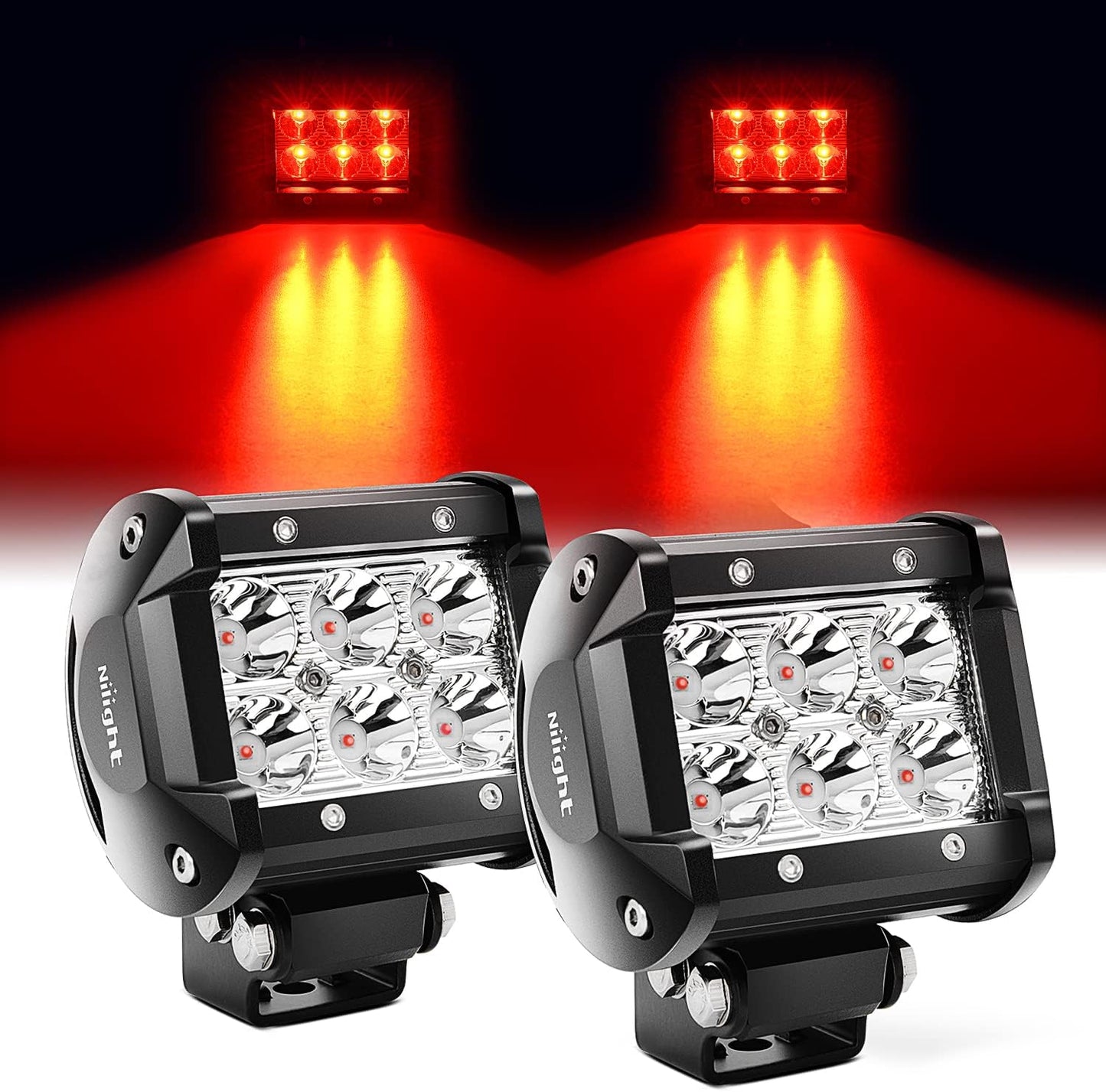Led Pods 2Pcs 18W 1260LM Spot Led off Road Lights Super Bright Driving Fog Boat Lights Led Work Light Bar for Trucks Pickup Golf Cart SUV ATV UTV 4X4 Van Camper