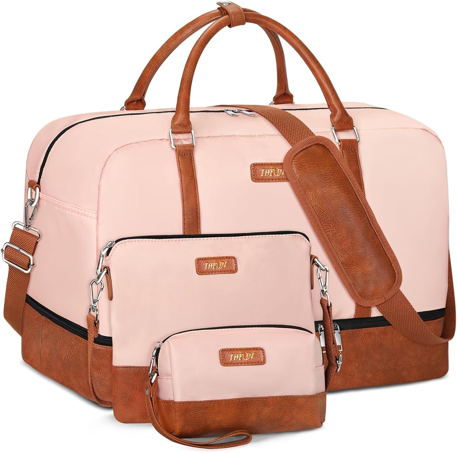 Weekender Bags for Women, 21" Weekender Travel Bag, Travel Duffle Bag with Shoe Compartment Carry on Overnight Duffel Bag for Weekend Travel Business Trip, 3PCS