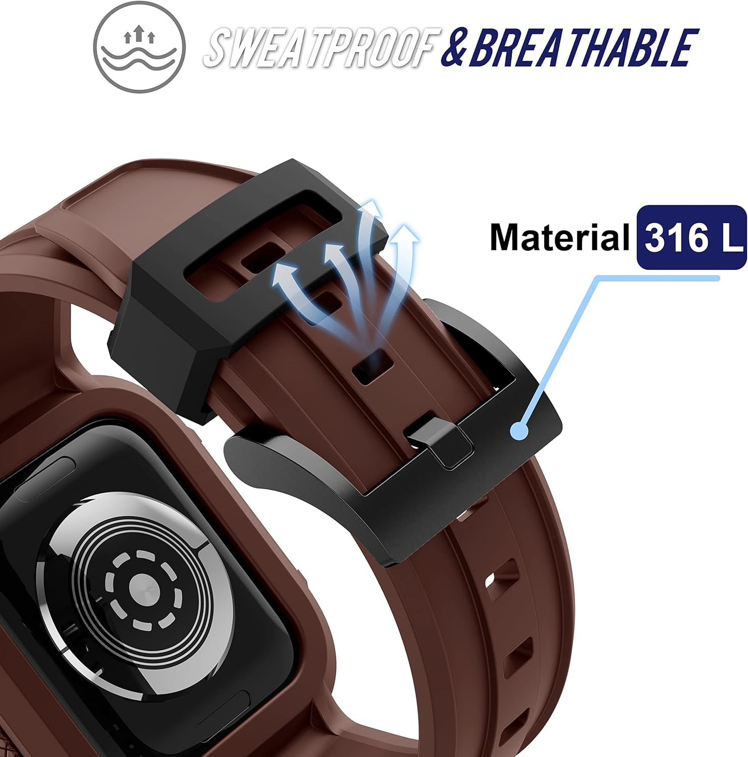 Rugged Watch Band Compatible with Apple Watch Series 9 Band for 41Mm 40Mm 38Mm SE 9/8/7/6/5/4/3 for Men (41Mm/40Mm/38Mm, Coffee)