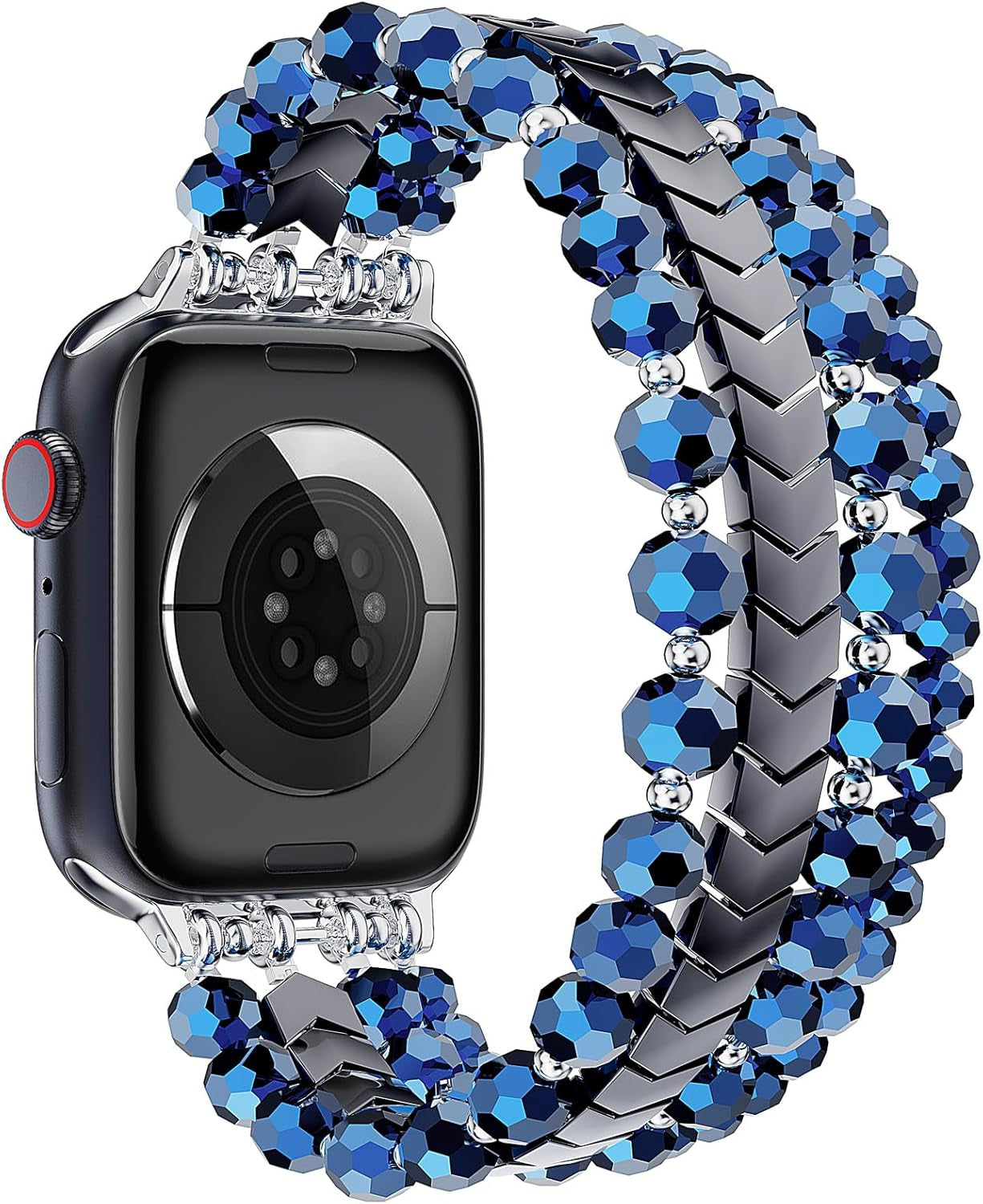 Beaded Bracelet Compatible with Apple Watch Band 38Mm/40Mm/41Mm/42Mm（Series 10） 9/8/7/SE/6/5/4/3/2/1 Women Fashion Handmade Elastic Stretch Strap for Iwatch Bands Replacement