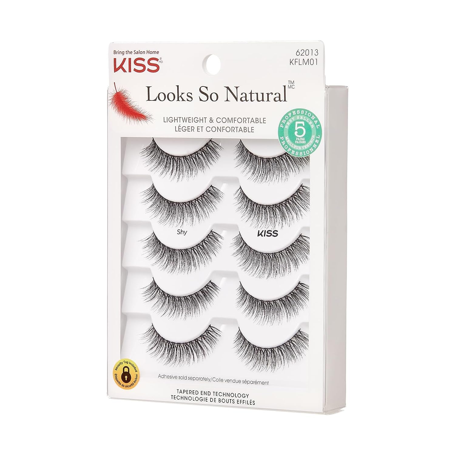 Looks so Natural, False Eyelashes, 'Shy', 12 Mm, Includes 5 Pairs of Lashes, Contact Lens Friendly, Easy to Apply, Reusable Strip Lashes, Glue On