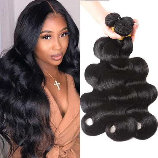 Human Hair Bundles Human Hair Body Wave 3 Bundles Human Hair 14 16 18 Inch Weave Bundles Human Hair 100% Unprocessed 12A Brazilian Hair Bundles Human Hair Extension for Black Women