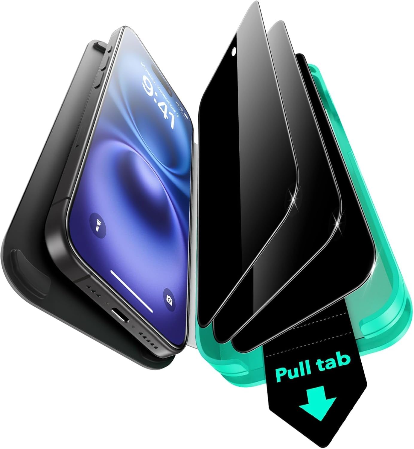 3 Pack 9H+ Glass for Iphone 16E/Iphone SE 4/Iphone 14/Iphone 13/Iphone 13 Pro Privacy Screen Protector, [Military Grade Shatterproof & Longest Durable] Armorite Tempered Glass with Ultrafit Tray