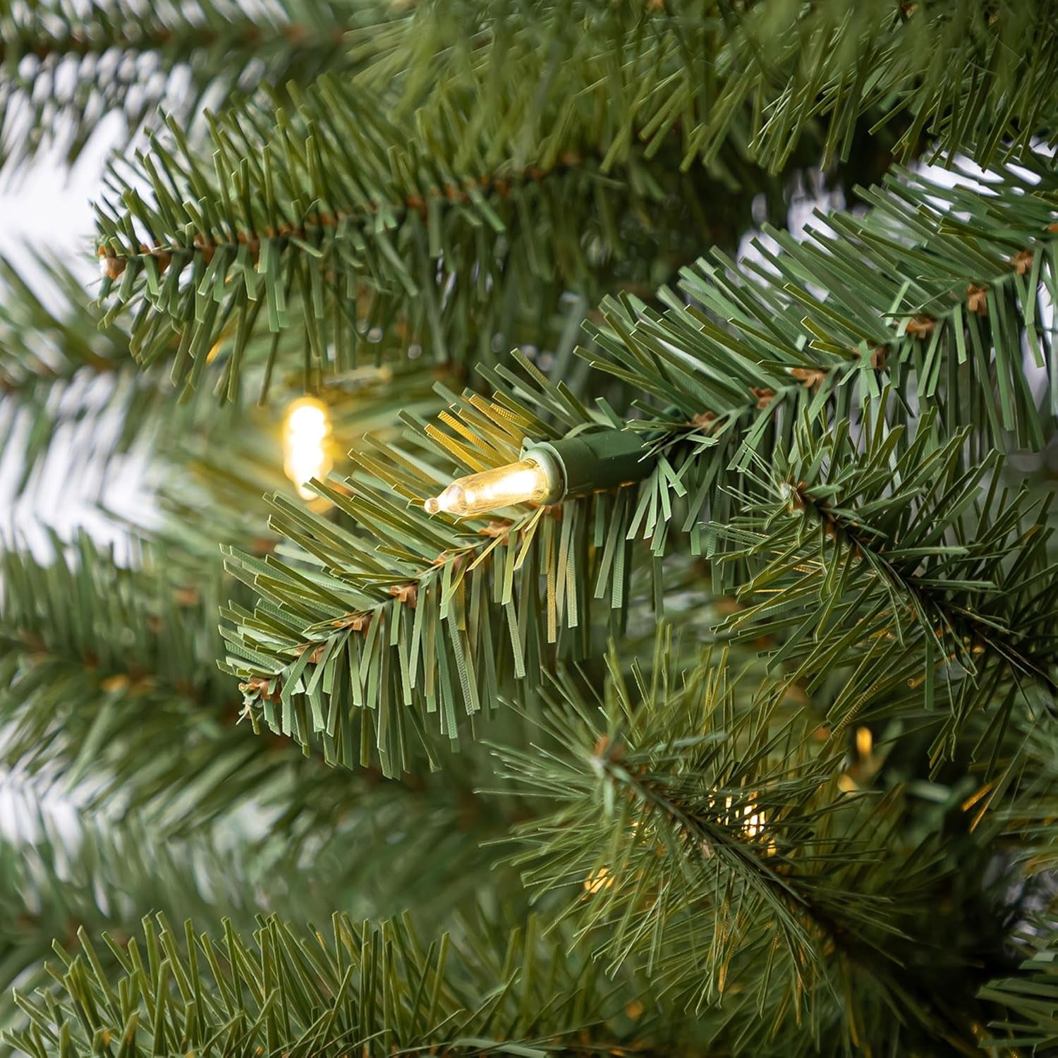 7 Foot Brighampton Spruce Artificial Christmas Tree with Warm White LED Lights for Seasonal Decorations, Display, and Home Ornamentals