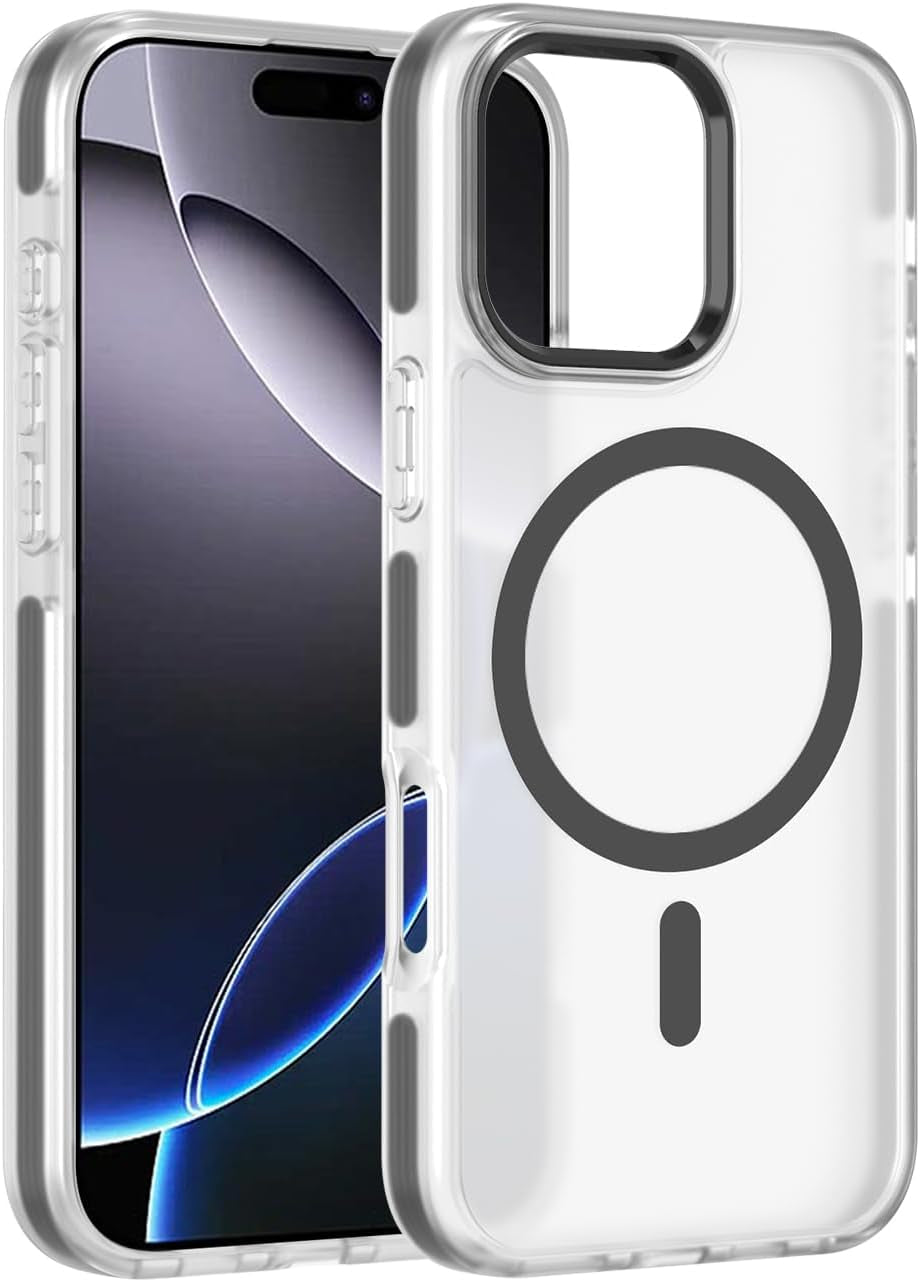 2025 New Magnetic for Iphone 16E Case,Compatible with Magsafe,Military Grade Drop Tested, Shockproof Matte Translucent Hard Back Slim Protective Case.Black Magnetic Circle.