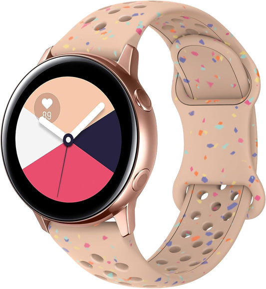Breathable Sport Band Compatible with Samsung Galaxy Watch 7/6/5/4/FE Band 40Mm 44Mm, Galaxy Watch 5 Pro 45Mm,Galaxy Active 2,Galaxy Watch 3,20Mm Eco-Friendly Silicone Waterproof Strap for Women
