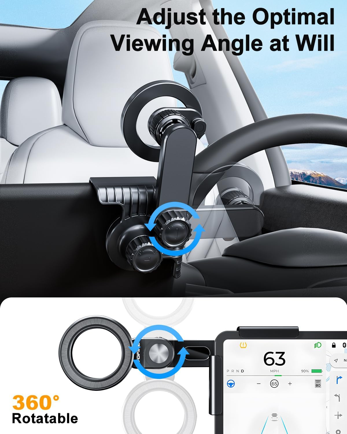 Phone Mount for Tesla Model Y Accessories 2024, No Glue Required, for Magsafe Magnetic Car Dash Phone Holder for Tesla Model 3/Y/S/X/Cybertruck Accessories (For Model 3/Y/S/X/Cybertruck)