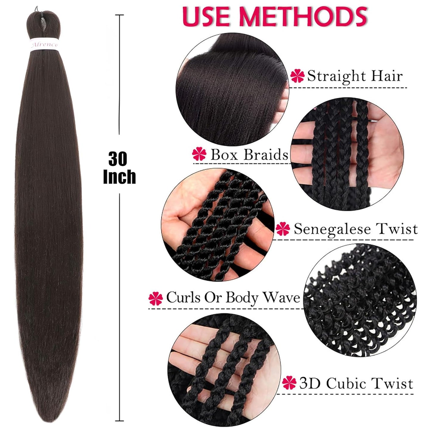 Pre Stretched Braiding Hair Long Braid 30 Inch 8 Packs Professional Braiding Hair Extensions Synthetic Crochet Twist Braids (30 Inch, 6#)