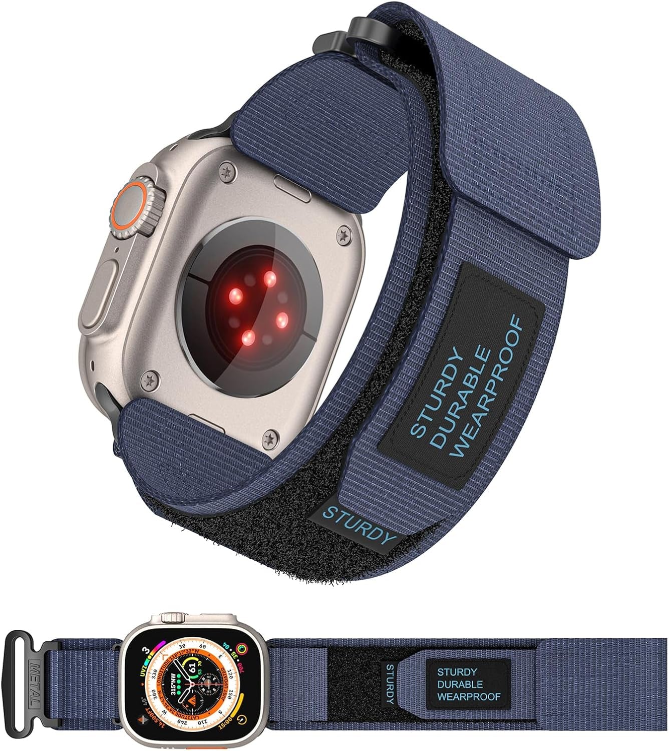 Nylon Sport Band Compatible with Watch Band 49Mm 45Mm 44Mm 42Mm Men Women Nylon Outdoor Sports Velcro Strap for Watch Ultra 2 Ultra SE Series 9 8 7 6 5 4 3 2 1 - Dark Blue