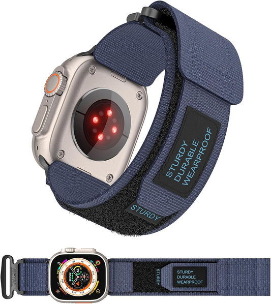 Nylon Sport Band Compatible with Watch Band 49Mm 45Mm 44Mm 42Mm Men Women Nylon Outdoor Sports Velcro Strap for Watch Ultra 2 Ultra SE Series 9 8 7 6 5 4 3 2 1 - Dark Blue