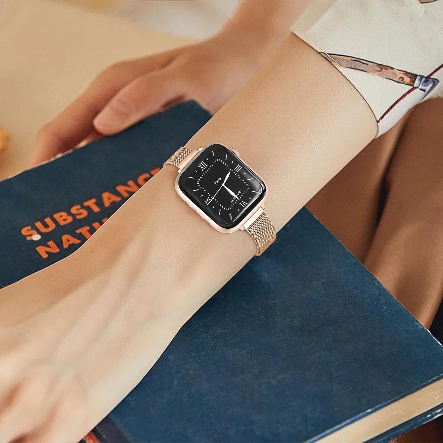 Slim Milanese Loop Compatible with Apple Watch Band for Women 40Mm 41Mm 38Mm 44Mm 45Mm 49Mm 42Mm, Stainless Steel Magnetic Mesh Strap Work on Iwatch Bands Series 9 8 7 6 5 4 3 2 1 Ultra SE