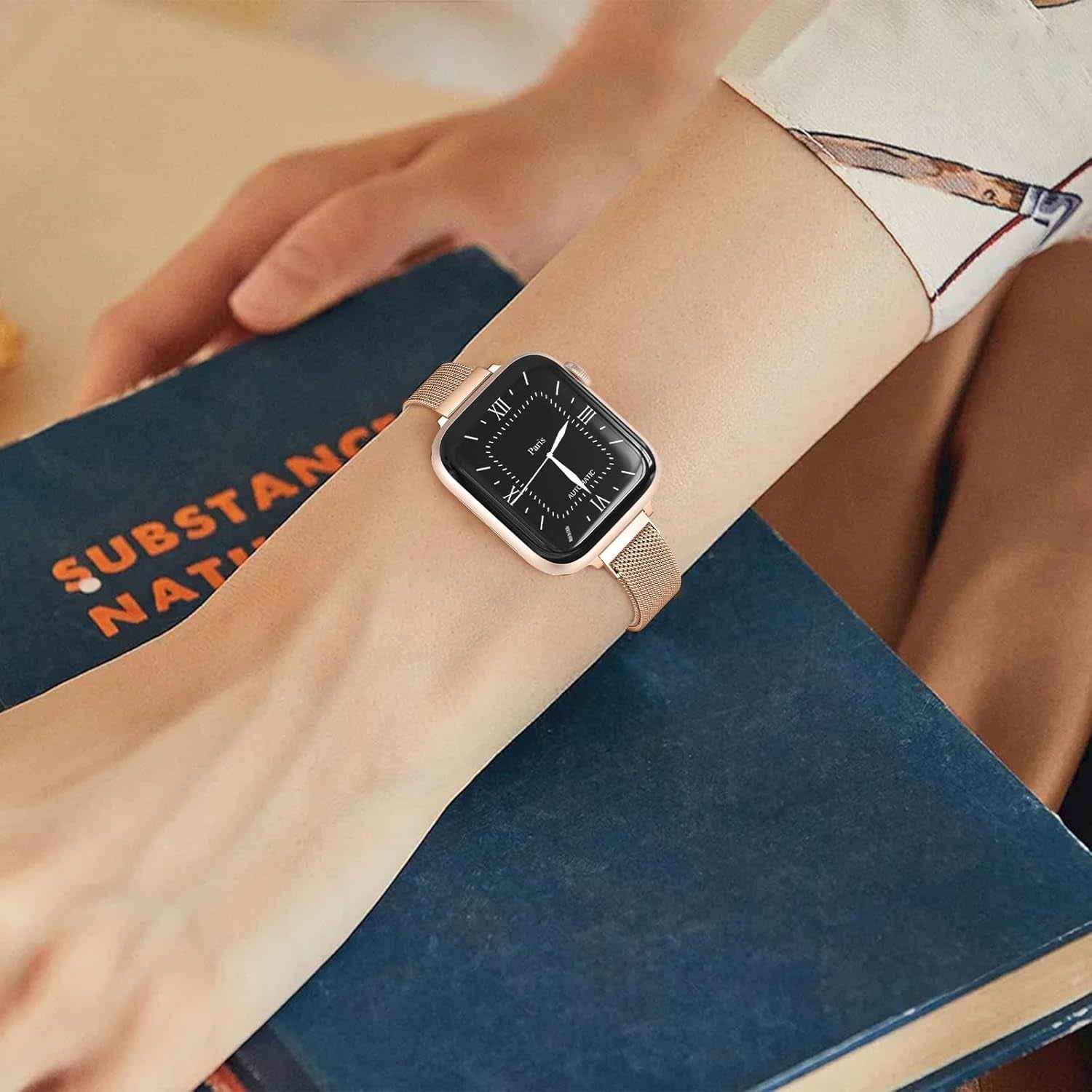 Slim Milanese Loop Compatible with Apple Watch Band for Women 40Mm 41Mm 38Mm 44Mm 45Mm 49Mm 42Mm, Stainless Steel Magnetic Mesh Strap Work on Iwatch Bands Series 9 8 7 6 5 4 3 2 1 Ultra SE
