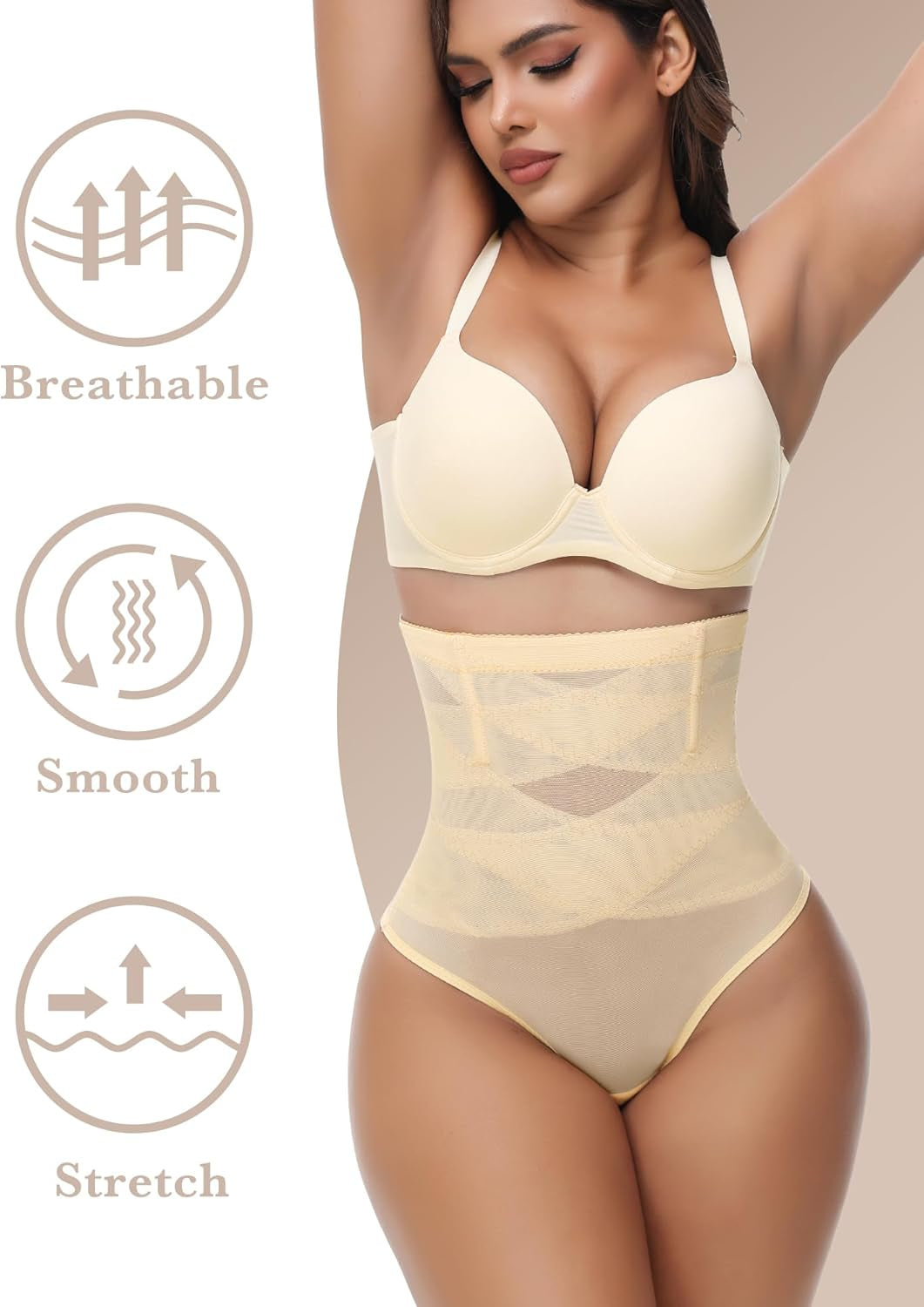 Shapewear Tummy Control Thong for Women High Waisted Underwear Seamless Girdle Body Shaper Panties