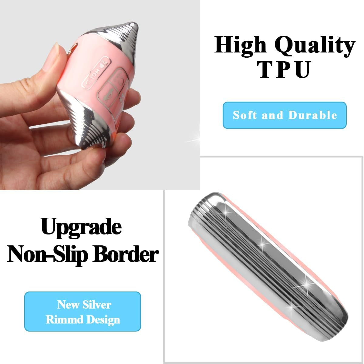 For Honda Key Fob Cover with Keychain, Car Key Case Shell Protector for Honda Accord | Civic | Pilot | CRV Passport Insight EX Fit Odyssey | 2015-2021 | 5 Buttons Smart Remote Control, Pink