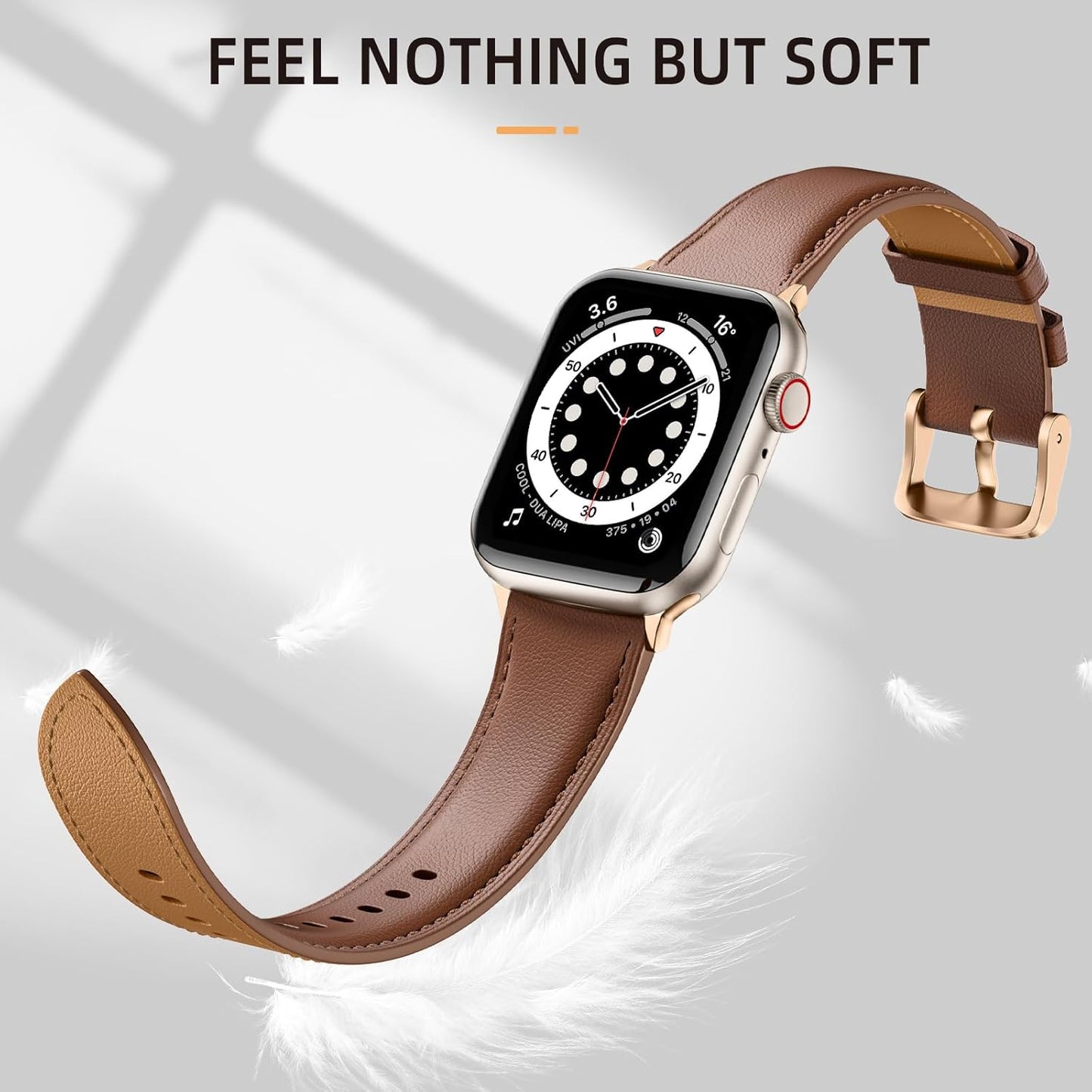 Leather Band Compatible with Apple Watch Bands 44Mm 40Mm 45Mm 42Mm 41Mm 38Mm 49Mm Women Men, Top Grain Genuine Leather Strap Wristband for Iwatch Series 9 8 7 6 5 4 3 2 1 SE Ultra 2 Ultra
