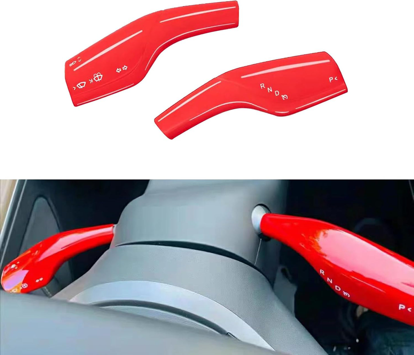 Steering Lever Cover for Tesla Model 3 Model Y, Gear Shift Cover Accessories Gear Lever Decorative Cover for Model 3/Y (White)