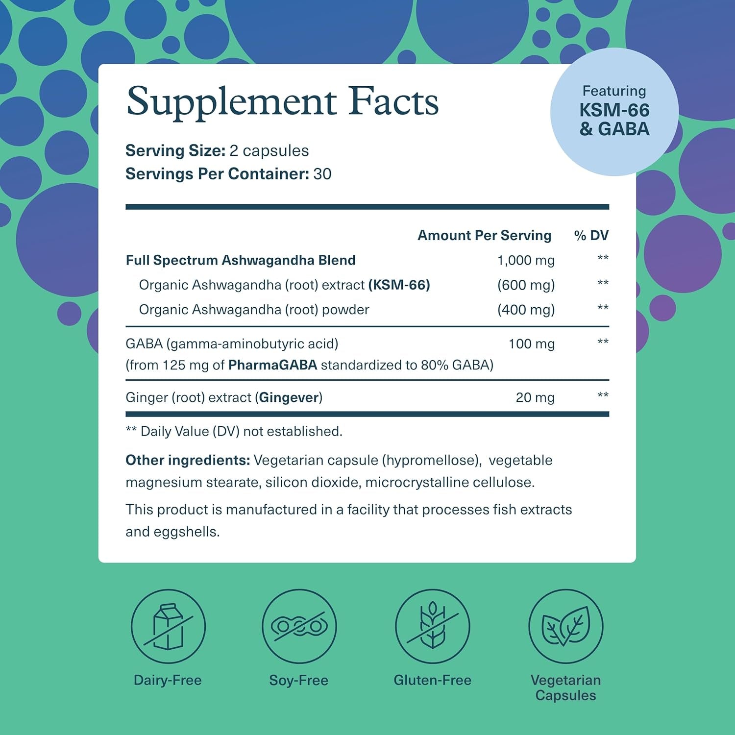 Ashwagandha + GABA - 1,000 Mg Ashwagandha & 100 Mg GABA - Cortisol, Stress & Memory Support Supplement - 60 Vegetarian Capsules TLBH