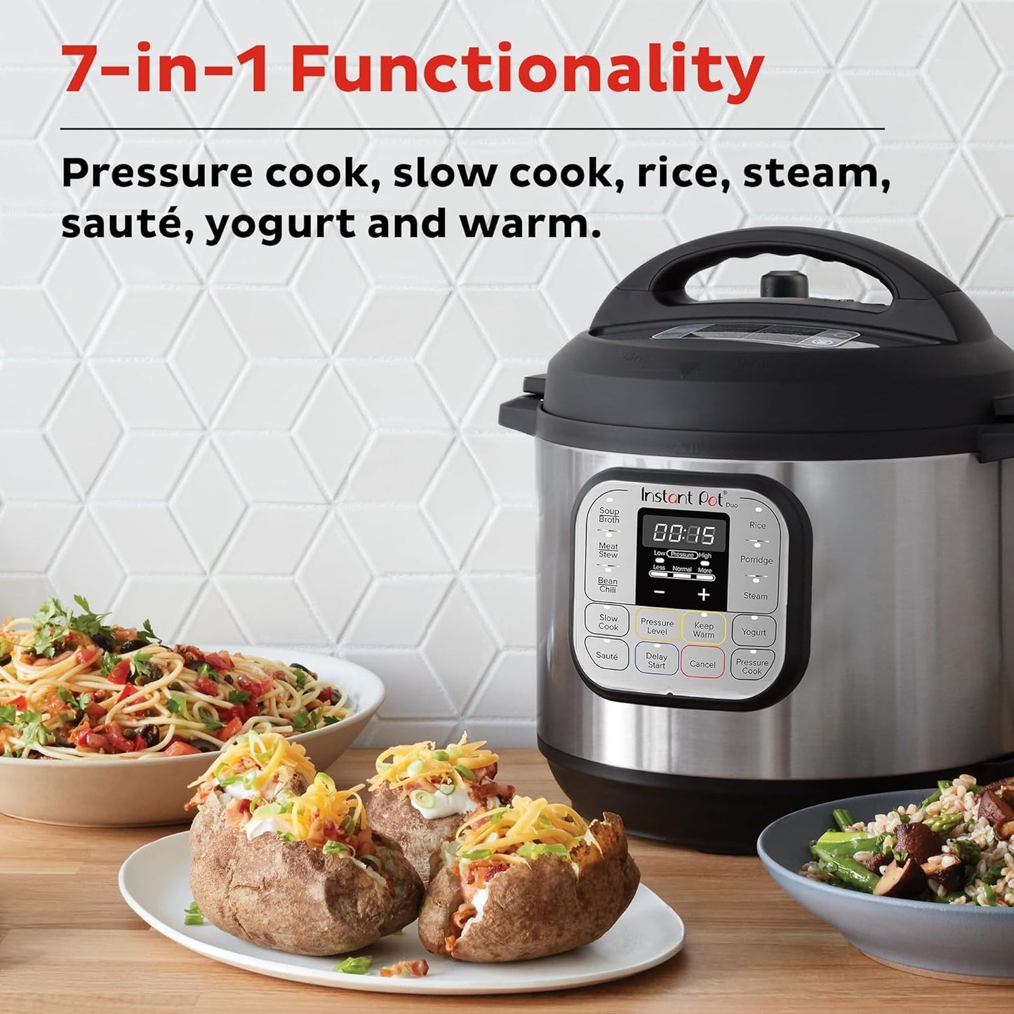 Duo 7-In-1 Mini Electric Pressure Cooker, Slow Rice Cooker, Steamer, Sauté, Yogurt Maker, Warmer & Sterilizer, Includes Free App with over 1900 Recipes, Stainless Steel, 3 Quart