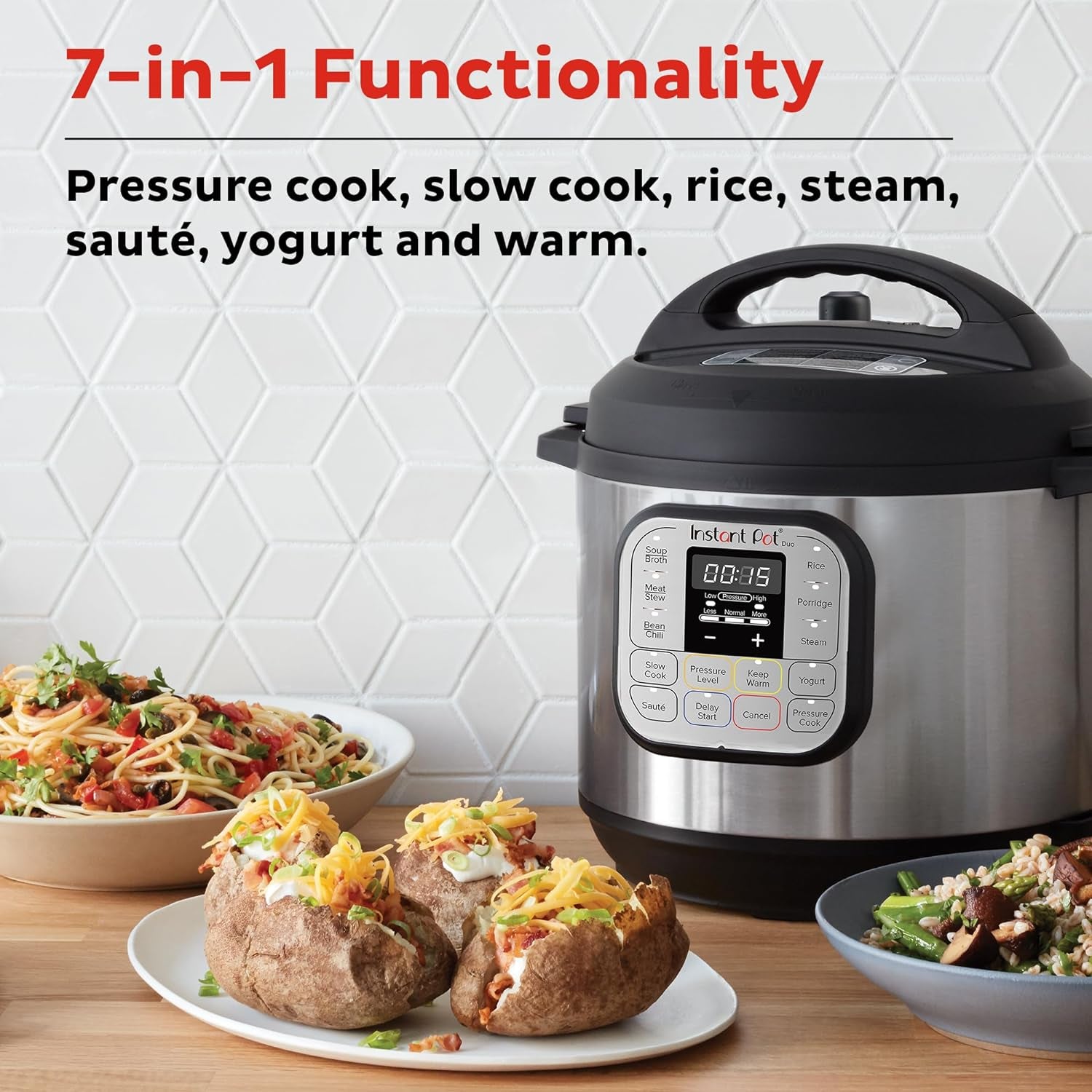 Duo 7-In-1 Mini Electric Pressure Cooker, Slow Rice Cooker, Steamer, Sauté, Yogurt Maker, Warmer & Sterilizer, Includes Free App with over 1900 Recipes, Stainless Steel, 3 Quart