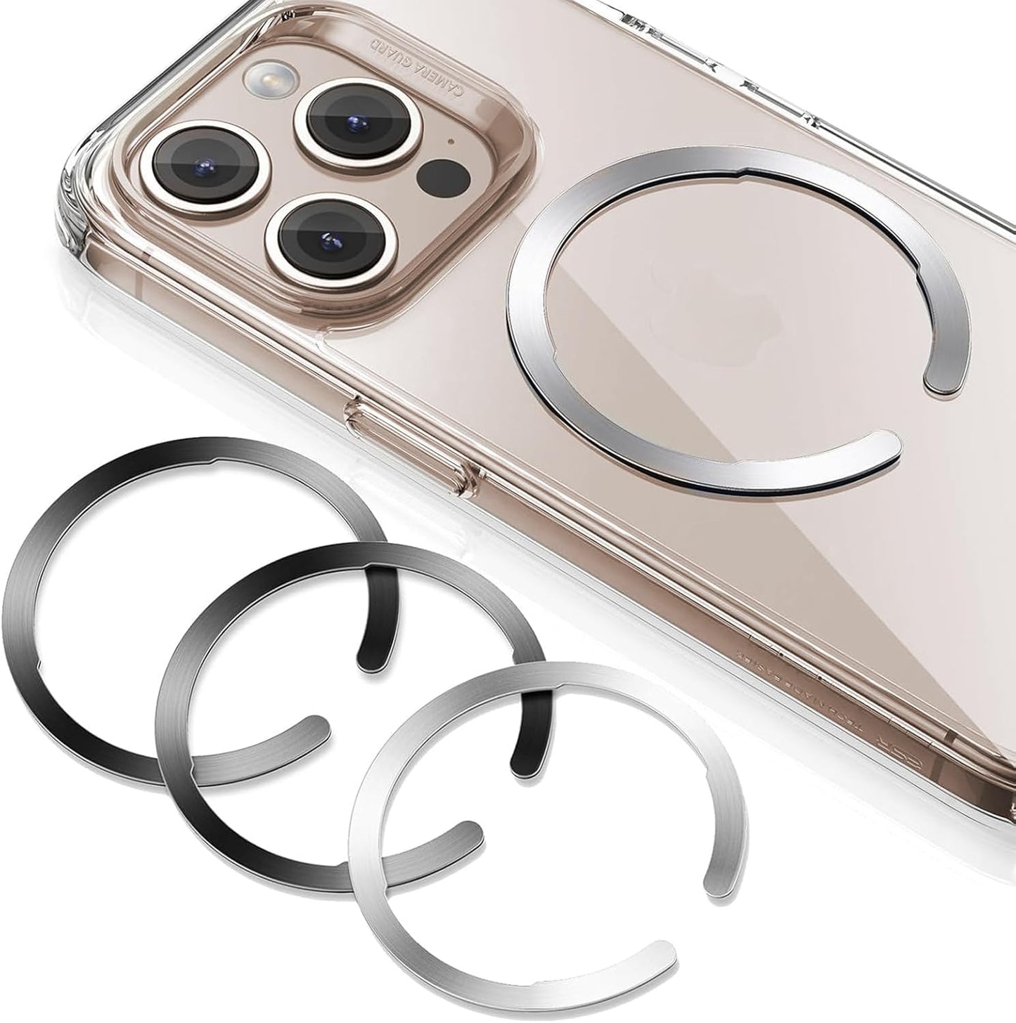 for Magsafe Ring, Ultra-Thin(0.4Mm) for Magsafe Sticker,6 Pack Universal Magnetic Wireless Charger Conversion Kit for Iphone 16/16E/15/14/13/12, Galaxy S24/S23, Magsafe Accessories, Black & Silver