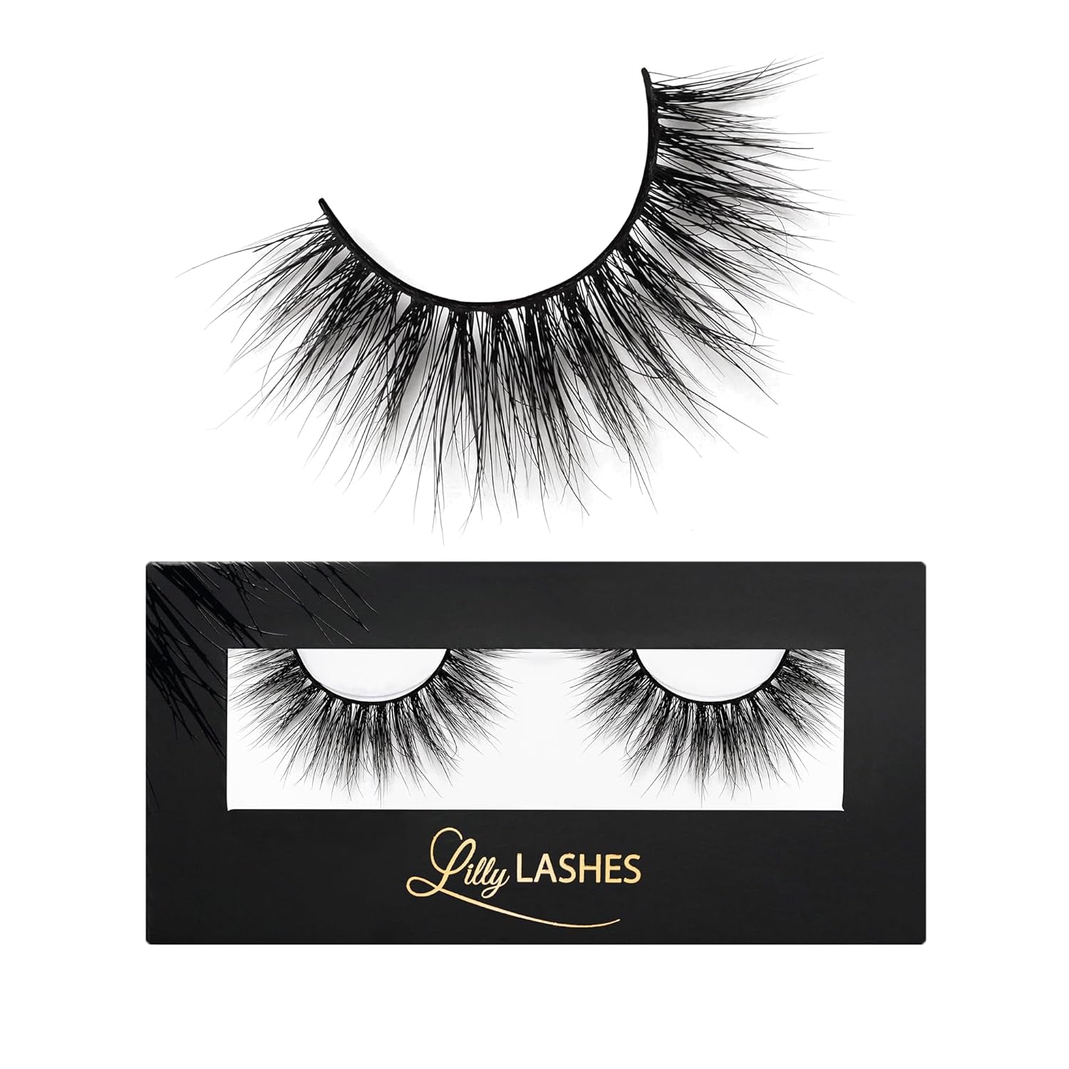 Miami Flare 3D Mink Lashes, Mink Eyelashes, the Original Lilly Lash for Wispy & Natural Look, Reusable Eyelashes up to 25X, Fluffy Lashes, Strip Lashes, Lash Glue Not Included