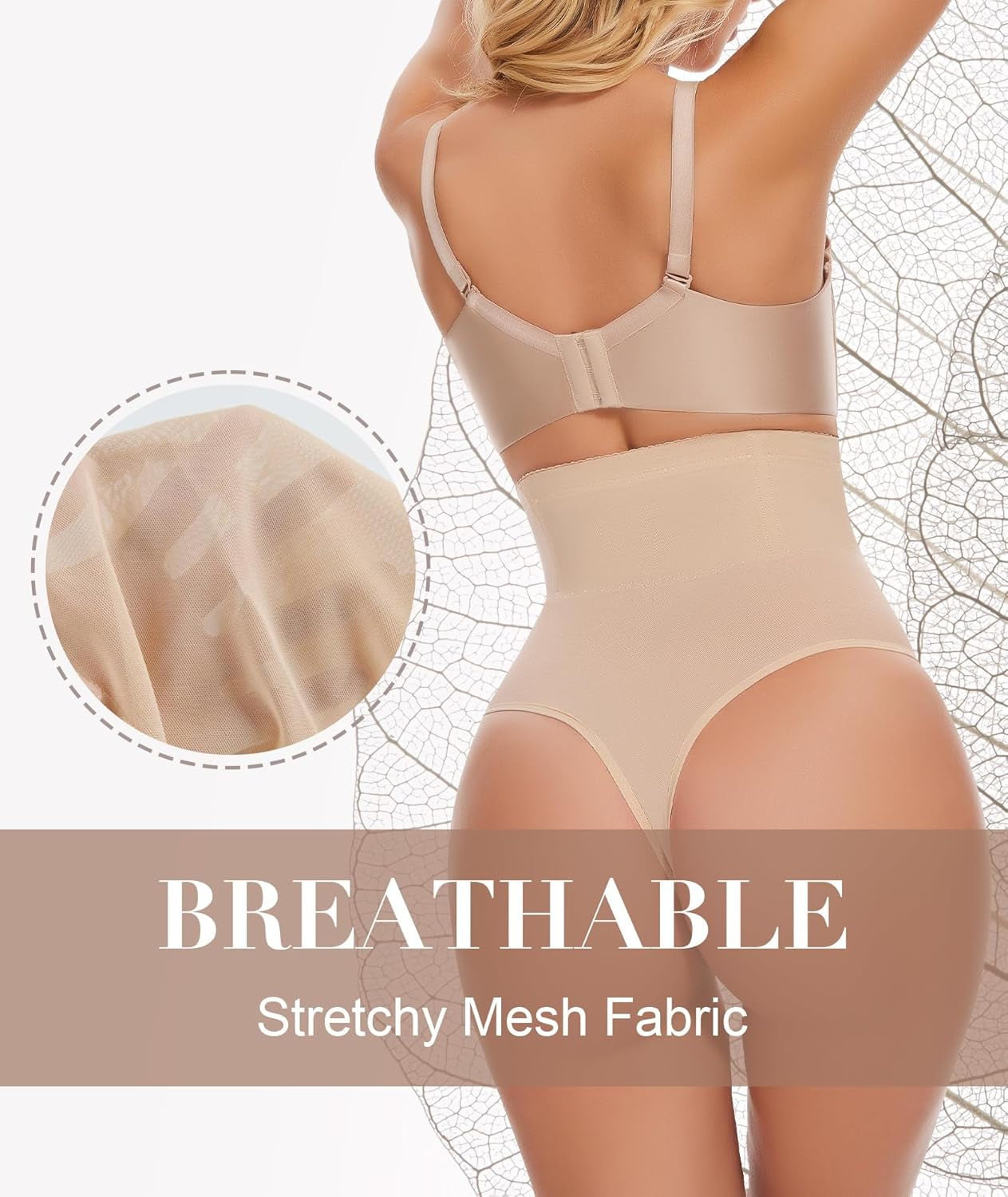 Tummy Control Thong Shapewear for Women-High Waisted Body Shaper Thong Panties Girdle Seamless Compression Underwear
