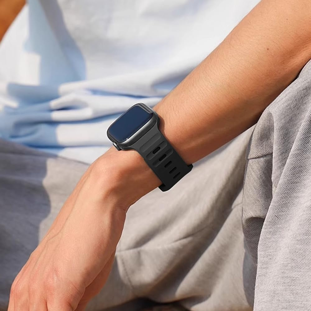 Sport Band Compatible with Apple Watch Bands 49Mm 46Mm 45Mm 44Mm 42Mm 41Mm 40Mm 38Mm for Men Women, Soft Silicone Apple Watch Ultra Band for Apple Watch Series 10 9 8 7 6 5 4 3 2 1 SE Ultra/Ultra 2