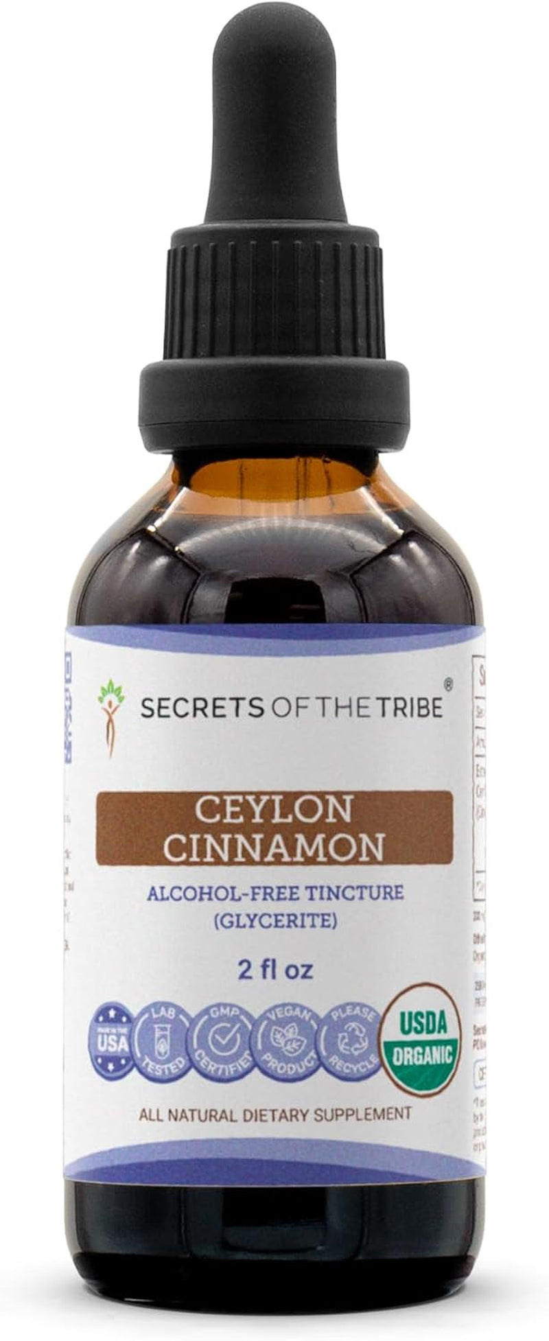 Ceylon Cinnamon USDA Organic | Alcohol-Free Extract, High-Potency Herbal Drops | Made from 100% Certified Organic Ceylon Cinnamon (Cinnamomum Verum) Dried Bark (2 Oz) TLBH