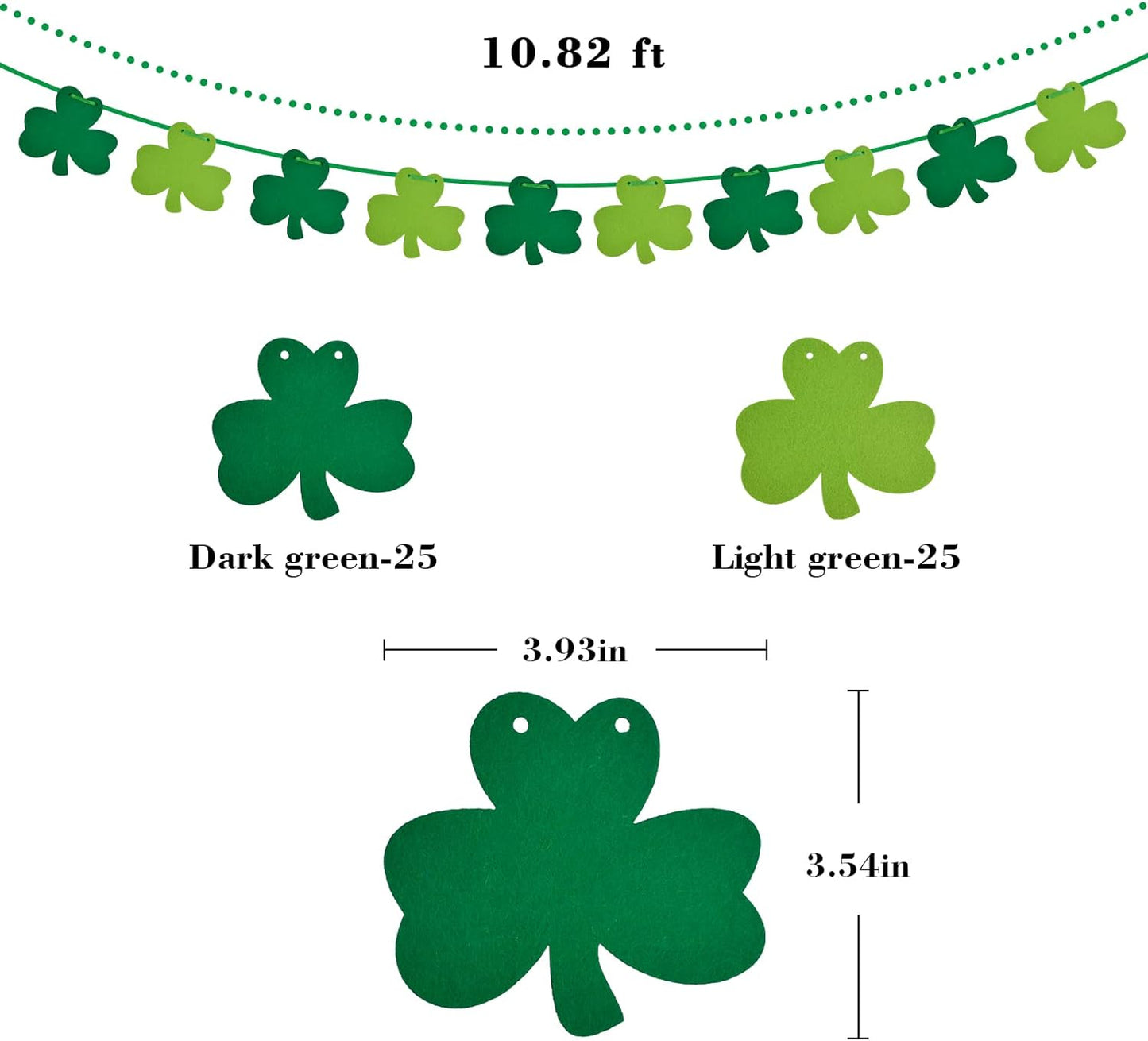 St Patricks Day Decorations 5 Pack Shamrock Clover Felt Banner Garland for St Patricks Day Decor Dark Green Light Green for Party Home Store