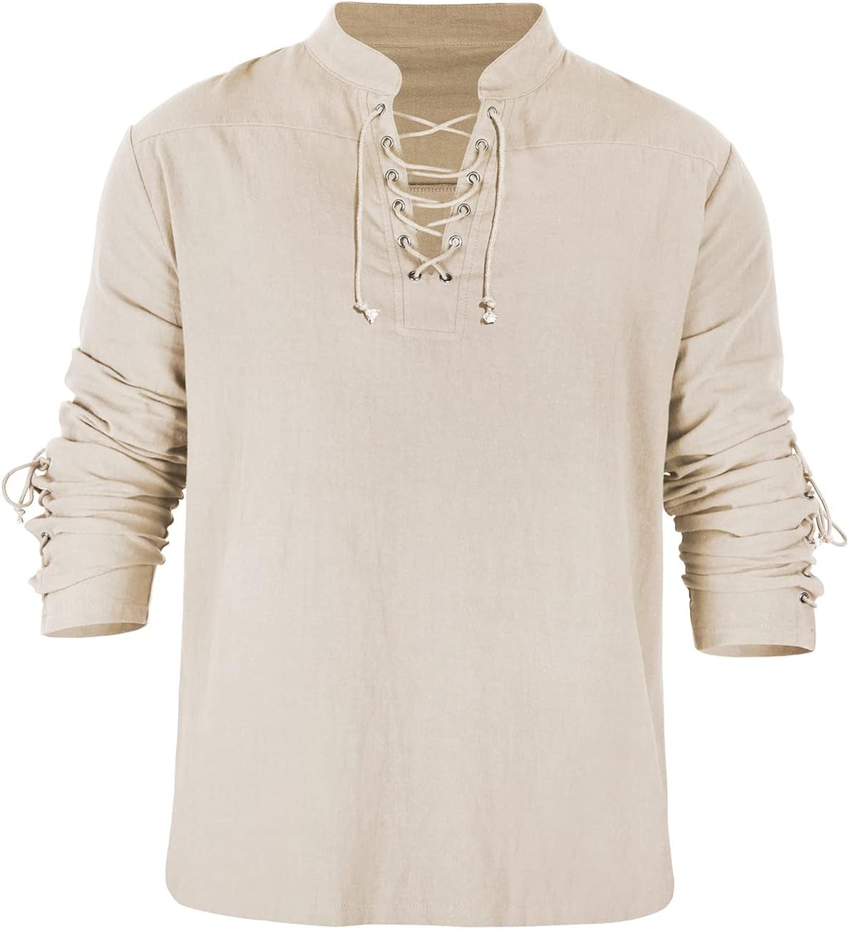 Men'S Pirate Shirt Medieval Renaissance Steampunk Retro Long Sleeve Lace up T Shirt Viking Gothic Halloween Costume Top